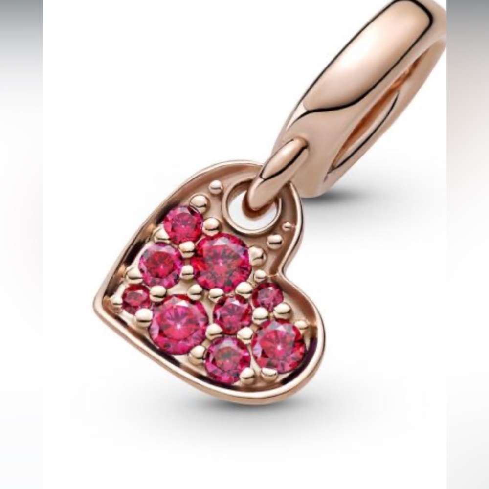Pandora red pave tilted heart charm